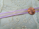 SWEET Vintage Narrow Ribbon Trim, Doll Size, Lavender and Yellow Ribbon, Fine Sewing Trims, Collectible Textiles