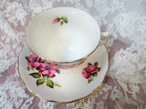 PRETTY Royal Vale English Bone China Teacup and Saucer,Pink Flowers,Lovely Teatime Cup and Saucer,Collectible Vintage Teacups