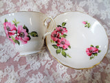 PRETTY Royal Vale English Bone China Teacup and Saucer,Pink Flowers,Lovely Teatime Cup and Saucer,Collectible Vintage Teacups