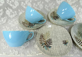 1950s MID CENTURY J&G Meakin Set of Cups and Saucers,Rock Fern Pattern,Square Sol Design Teacups and Saucers,Collectible Mid Century Modern