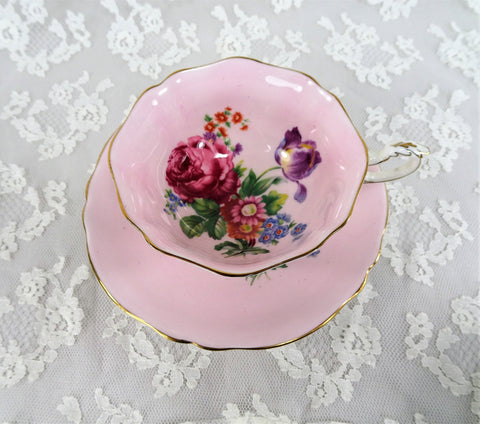 BEAUTIFUL PARAGON Teacup and Saucer,English Bone China Cup and Saucer,PINK Floral Cabinet Teacup ,Double Warrant,Collectible Vintage Teacups