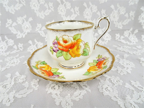 ANTIQUE Royal Albert English Bone China Teacup and Saucer,Hand Painted Flowers,1920s Cup and Saucer,Collectible Vintage Teacups