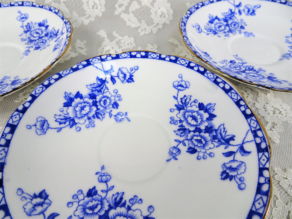 ANTIQUE English Blue and White Saucers,Small Plates,Tea Party