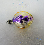 Antique XMAS German Figural Ornament Hand Blown Mercury Glass Painted Purple Gold High Relief Christmas Ornament  Perfect for A Feather Tree