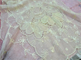 LOVELY 20s French Netted Tulle Lace, Lace Centerpiece,Lace Runner Scarf ,Tambour Work ,Pastel Appliques, French Chateau Decor,French Lace