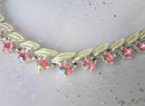 BEAUTIFUL Vintage Necklace, Perfect Bridal Necklace, Enamel, Pink Rhinestones, Lovely Vintage 1950s Necklace, Collectible Vintage Jewelry