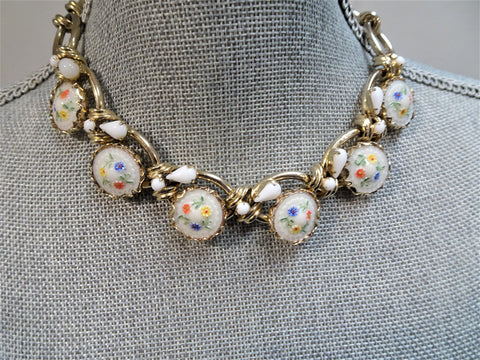 BEAUTIFUL Vintage Glass and Metal Necklace, 1950s Necklace, Art Glass, Mid Century Jewelry, Collectible Jewelry