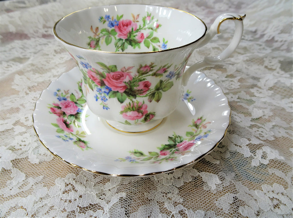 LOVELY Vintage Teacup and Saucer,Royal Albert English Bone China,MOSS ROSE Vintage Cup and Saucer,Collectible Vintage Teacups and Saucers