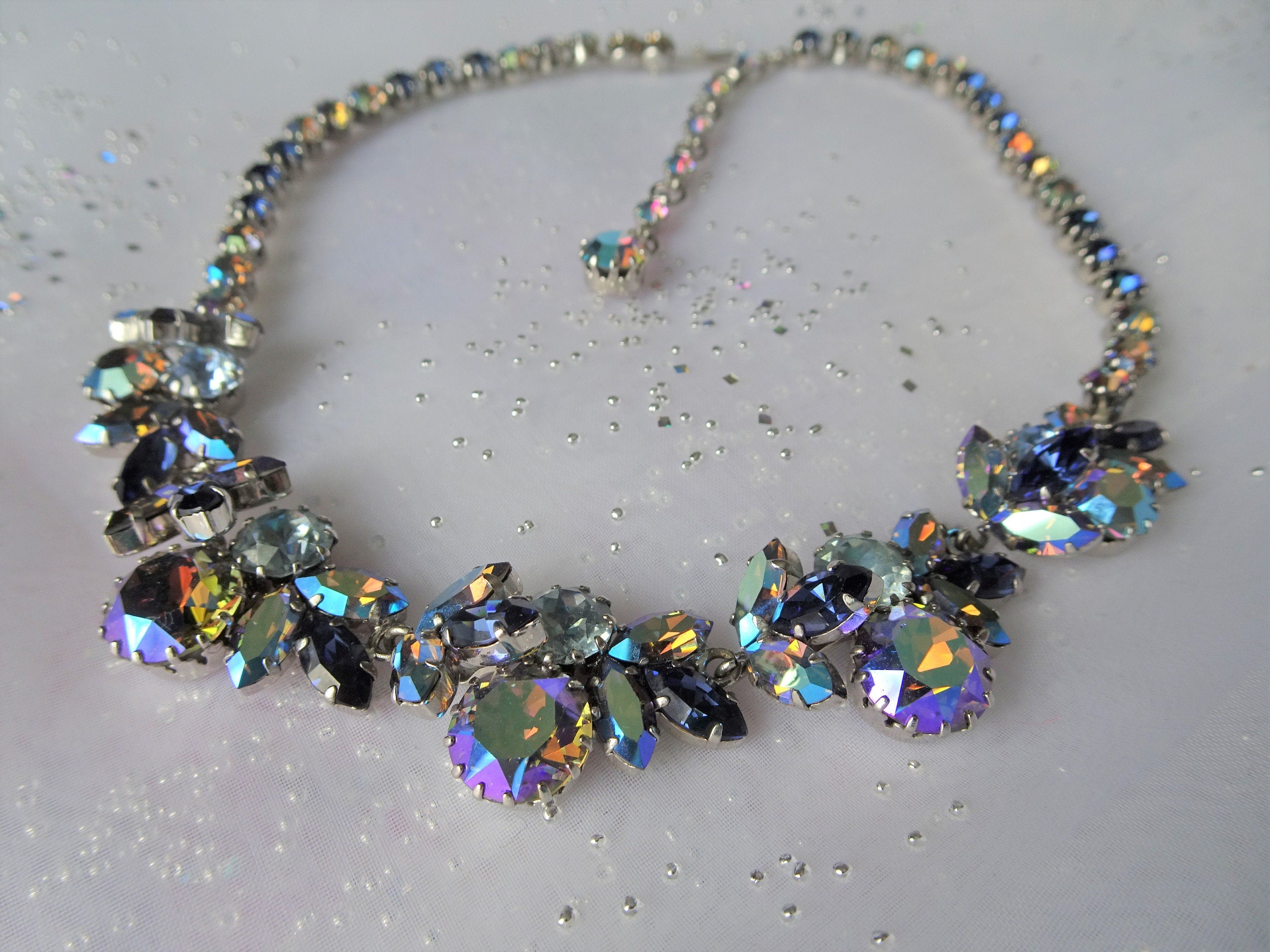 vintage jewelryえす Elegant Vintage 1940's Crystal Rhinestone Silver tone