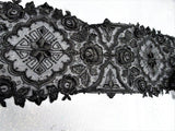 LOVELY Antique Black French Lace, Wide and Long Lace, 1890s Lace, Intricate Embroidery on Netted Lace,Black Roses, Collectible Vintage Lace