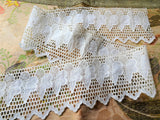 BEAUTIFUL Antique French White Work Embroidered Trim,Heirloom Lace,For Dolls Christening Gowns Bridal, Textiles,Collectible Vintage Lace