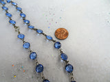 SPARKLING Antique Blue Cut Crystal Bead Necklace,Gorgeous Glittering High Quality Crystal Necklace,Day Evening or Bridal Jewelry