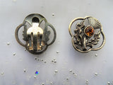 BEAUTIFUL Vintage Scottish Earrings,Thistles with Citrine,Set In Sterling Silver, Clip On Earrings, OutLander, Collectible Vintage Jewelry