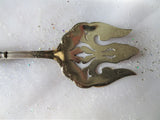 BEAUTIFUL Victorian Silver Serving Piece, Mother of Pearl Handle, Ornate Openwork, Large Serving Fork, Vintage Silverware