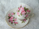 BEAUTIFUL Teacup and Saucer,Queen Anne English Bone China,PINK Roses,Vintage Cup and Saucer,Tea Time China,Collectible Vintage Teacups