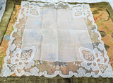 BEAUTIFUL Vintage Lace Hankie,BRIDAL WEDDING Handkerchief,Lovely Bridal Hanky,Fancy Wide Tambour Lace, Applique, Collectible Lace Hankies