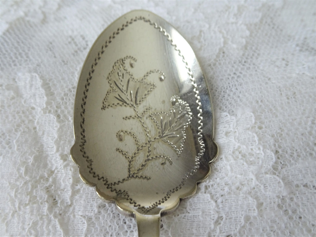 BEAUTIFUL Antique Silver Jam Jelly Spoon,Lustrous Mother of Pearl,Engraved Spoon, Collectible Vintage Serving Silverware