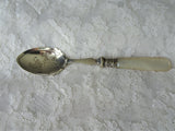BEAUTIFUL Antique Silver Jam Jelly Spoon,Lustrous Mother of Pearl,Engraved Spoon, Collectible Vintage Serving Silverware