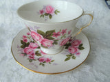 BEAUTIFUL Teacup and Saucer,Queen Anne English Bone China,PINK Roses,Vintage Cup and Saucer,Tea Time China,Collectible Vintage Teacups