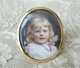 LOVELY Antique Miniature Portrait,Little Girl Miniature or Painted Photograph,Child Picture,Small Gold Frame,Collectible Miniature Portraits