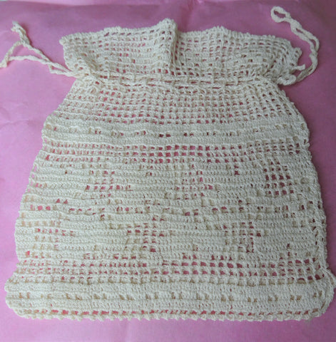 LOVELY Antique Wedding Purse ,Hand Crochet Bag, Bridal Drawstring Reticule, Crocheted Purse, Regency Antebellum Downton Abbey Style Wedding