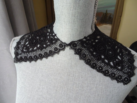 BEAUTIFUL Antique Black Lace Collar, French Lace, Intricate Lace Pattern, Victorian Lace Collar, Collectible Vintage Collars