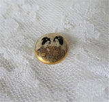 LOVELY Antique Satsuma Button, Hand Painted Geisha Girls, Lovely Workmanship, Raised Gold,19th Century Satsuma Pottery, Collectible Buttons