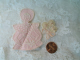 1920s Antique ART DECO Embroidered Cotton Pink Appliques, Vintage Appliques For Hats,Dolls,Childrens Clothing, Heirloom Sewing