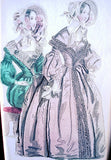 1830s ANTIQUE FASHION PRINT Beautiful Bonnets Dresses The Newest Fashions of London, Paris French English County Decor