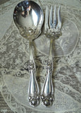 Gorgeous Antique Silver Serving Set, AMERICAN BEAUTY ROSE 1909 by 1847 Rogers Bros, Salad Servers or Large Berry Spoon and Fork,Collectible