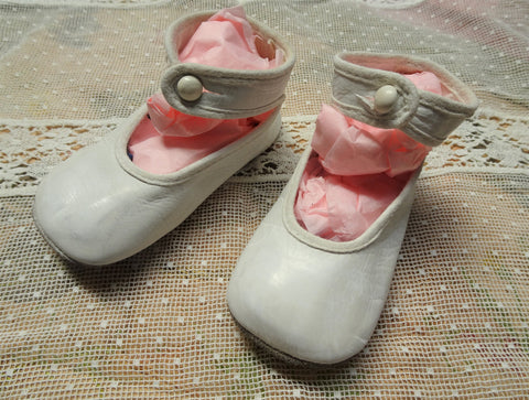 CUTE Vintage Baby or French Doll Bebe Button Leather Shoes,Decorative Kid Leather Shoes,Adorable Childrens Shoes,Collectible Doll Size Shoes