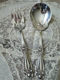 Gorgeous Antique Silver Serving Set, AMERICAN BEAUTY ROSE 1909 by 1847 Rogers Bros, Salad Servers or Large Berry Spoon and Fork,Collectible