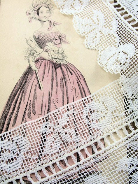 Antique 20s Lace Trim DELICATE ROSES Pattern Flapper Era Great for Lingerie Flapper Gatsby Downton Abbey Clothing Bridal Wedding