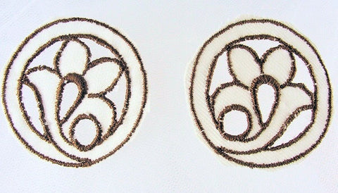 Lovely 1920s ART DECO Embroidered  Pair Cutwork Floral Appliques Great For Hats Bags Flapper Head Bands Dresses Downton Abbey Era