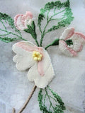 RESERVED Antique  Embroidered ORGANDY VELVET Applique Flowers Fabric Vintage Salesmans Sample Dolls Flapper Clothing Hats Bridal Downton Abbey Era