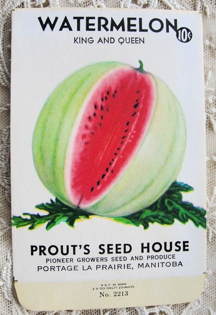 Antique 1930s Seed Packet Colorful Watermelon  Suitable To Frame Cottage Chic Decor Scrapbooking Crafts Weddings Gifts
