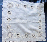 BEAUTIFUL Antique French Embroidered Silk Handkerchief Hanky Lots of Handwork Needle Lace  Perfect For Bride  Special Wedding Hankie