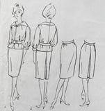 1960s Vintage Sewing Pattern VOGUE PARIS Original 1278 Pierre CARDIN Suit Slim Skirt, Short Belted Jacket Bust 32