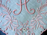 Breathtaking Vintage Madeira Monogram BRIDAL WEDDING HANDKERCHIEF Heavily Encrusted Embroidery Work Hankie  Lady Heritage Label