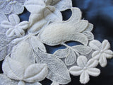 Lovely Intricate Heavily Embroidered Vintage APPLIQUE White Flowers Corsage Large Trim Hats,Wedding Bridal, Flapper Clothing Etc