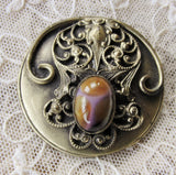 Antique Art NOUVEAU Victorian HUGE 2 Inch Fancy Button,Detailed FILIGREE and Art Glass Stone,Rare Jewel Button, Vintage Collectible Buttons