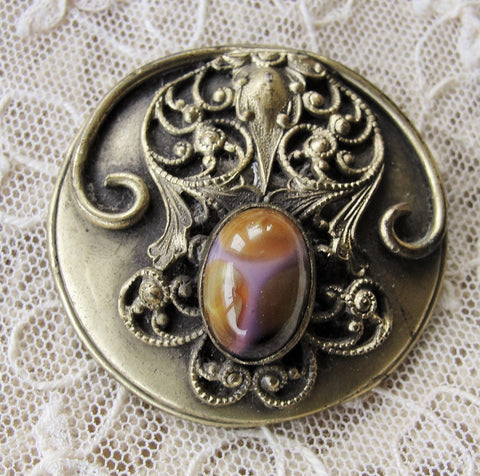 Antique Button,French CUT STEEL Victorian Fancy Button,High