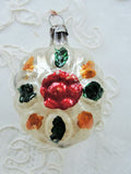 Antique German Figural Ornament Hand Blown Mercury Glass Painted  2 Side Christmas Tree Ornament Grape and Flower Perfect for A Feather Tree