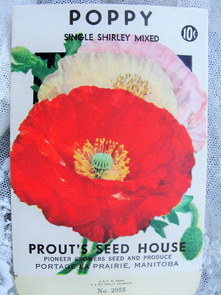 Vintage SEED PACKET Poppies Poppy Flowers Suitable To Frame, Farmhouse,French Country,Cottage Chic Decor, Weddings Collectible Seed Packets