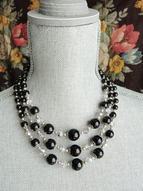 Antique art deco faceted crystal beaded necklace 18 KS with genuine di –  Vintage Jewelry Affair