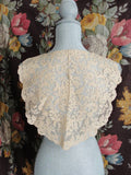Breathtaking Large Antique FRENCH LACE Collar Tambour Embroidered Flowers Wear Front or Back Great Gatsby Style Bridal Vintage Clothing