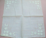 ANTIQUE Wedding Handkerchief Art Deco Drawn Thread and Applique Beautiful Bridal Hankie Stunning Madeira  Linen Hand Rolled Edge Hanky