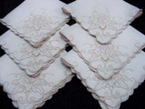 Beautiful Vintage MADEIRA CUTWORK Embroidered Tablecloth and Napkins Set Gorgeous Hand Work Cherubs Putti Fine Dining Tea Table Luxury Linen