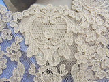 20s Antique  French Tulle Net Lace Tambor Embroidered Applique Lace CUFFS  Flapper Downton Abbey  Bridal Vintage Clothing Never Used