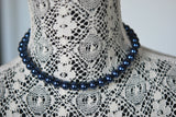 Vintage 50s Lovely Lustrous Blue Pearl Bead Necklace Single Strand Day or Evening Vintage Costume